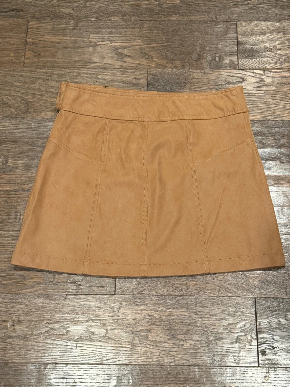 Free People Caramel/Tan Colored Faux Suede Wrap Skirt with Buckle